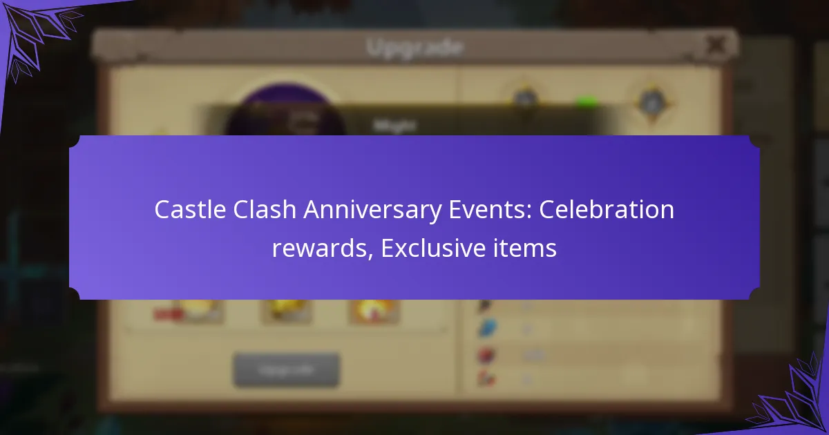 Castle Clash Anniversary Events: Celebration rewards, Exclusive items
