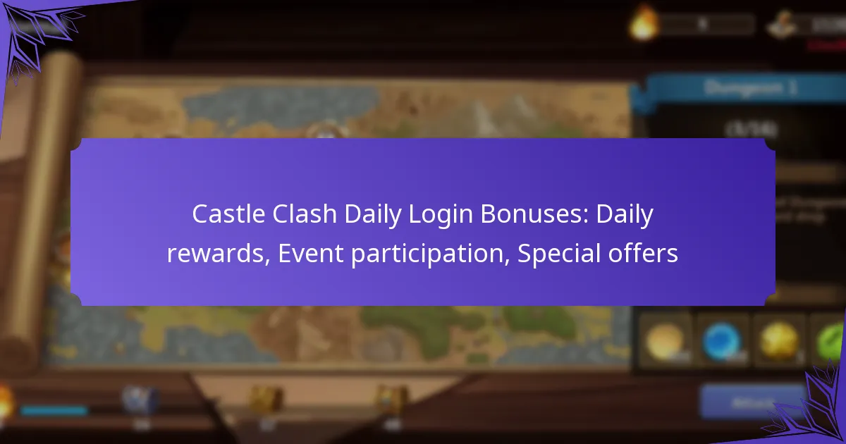 Castle Clash Daily Login Bonuses: Daily rewards, Event participation, Special offers