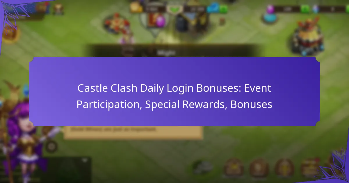 Castle Clash Daily Login Bonuses: Event Participation, Special Rewards, Bonuses