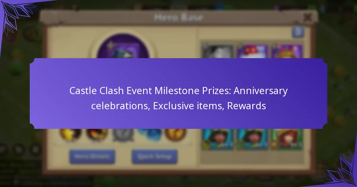Castle Clash Event Milestone Prizes: Anniversary celebrations, Exclusive items, Rewards