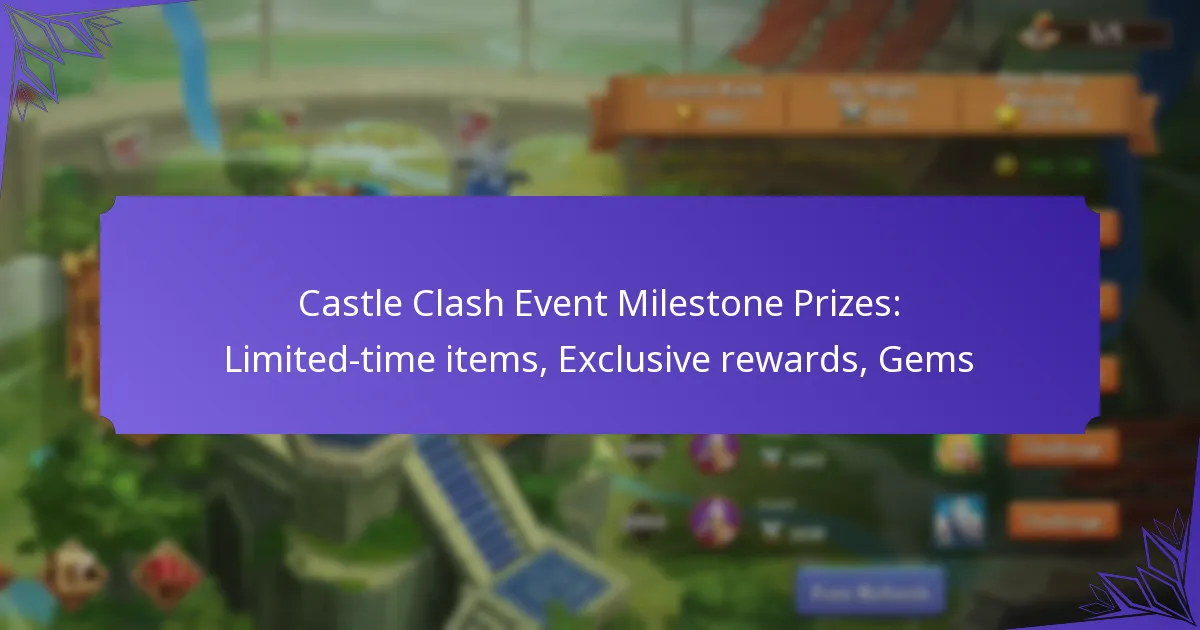 Castle Clash Event Milestone Prizes: Limited-time items, Exclusive rewards, Gems