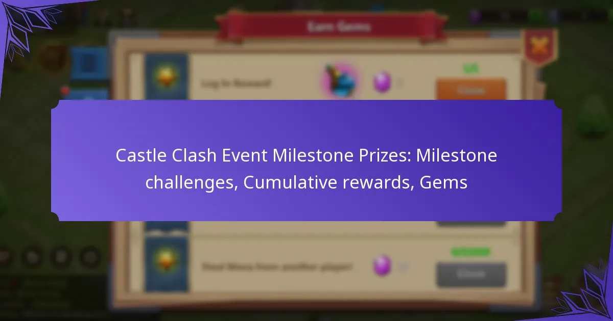 Castle Clash Event Milestone Prizes: Milestone challenges, Cumulative rewards, Gems