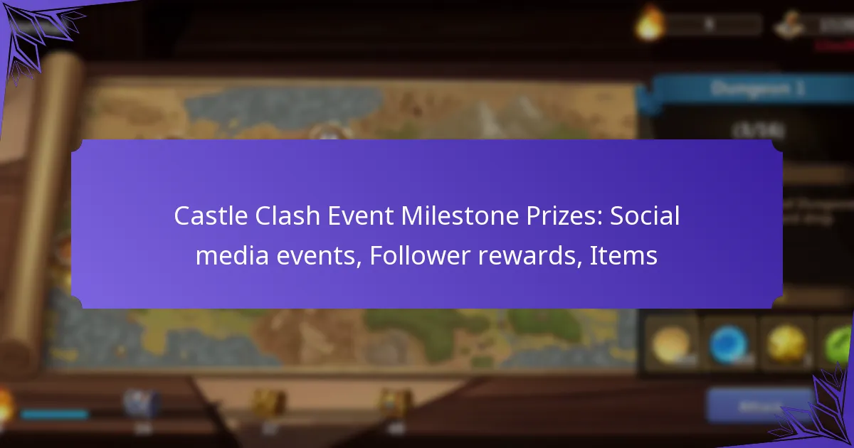 Castle Clash Event Milestone Prizes: Social media events, Follower rewards, Items